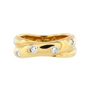 Tiffany & Co. Etoile Twist Band Ring 18K Yellow Gold and Platinum with Diamonds.